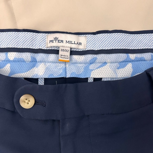 Peter Millar Pants Mens 35 Tan/Navy Performance Stretch Golf Chino Lot of 2